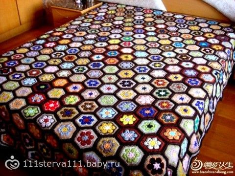 Как вязать плед мотивами Как вязать плед мотивами