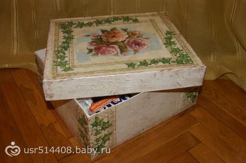 Декупаж на коробке из газет Декупаж на коробке из