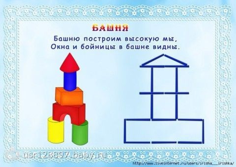 Домик из счетных палочек схема